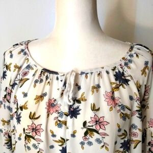Chelsea & Theodore Bohemian Floral Lace Sleeve Top Women's Size XL